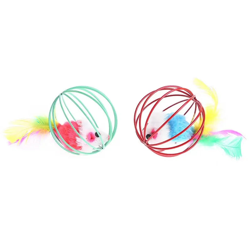 Interactive Plush Mouse Ball Toy – Random Color, Indoor Kitten Exercise Toy