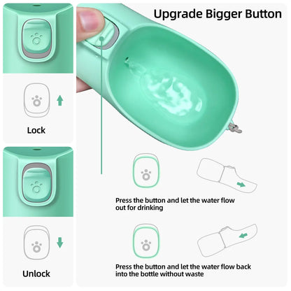 Portable Leakproof Pet Water Bottle for Dogs & Cats – Travel Bowl for Small & Large Breeds