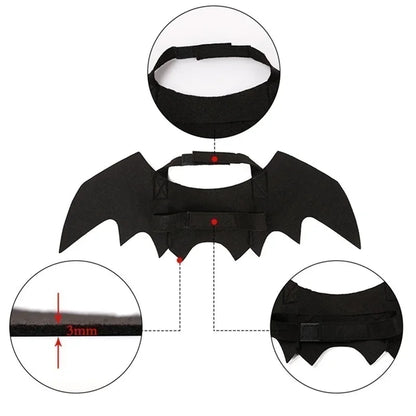 1Pc Halloween Pet Costume – Black Bat Wings Harness for Cats & Dogs